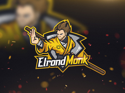 logo gaming, esport logo, mascot logo, elrondmonk logo logogaming