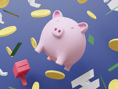 Piggy -3D 3d 3d design credit card finance money ui design