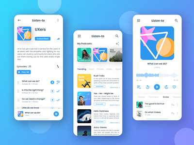 Podcast Mobile App app branding design figma illustration mobile modern music podcast trend ui ux