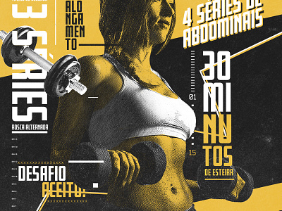 Fitness poster study dumbbell fitness graphic design gym poster spdz women yellow