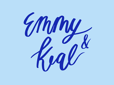 Emmy + Keal blue brush lettering calligraphy indigo logo