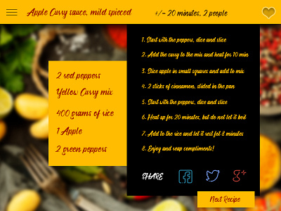 Recipe Design concept cooking red social web yellow