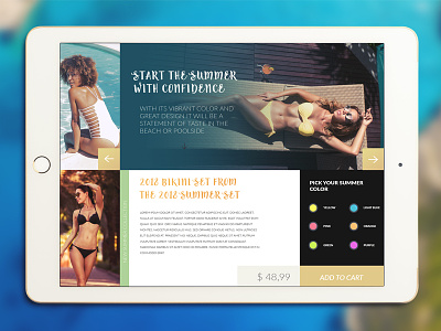 Beachwear iPad catalog beach design e-commerce. summer ios ipad light uidesign