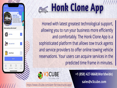 Put your tow truck business on wheels with an Uber for Roadside business honkclone honkcloneapp mobileappdevelopement mobileappdevelopementcompany roadsideassistanceapp towingserviceapp uberfortowtrucks v3cube
