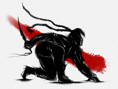 Hidden Ninja artwork asian inspired black digital art digital illustration digitalart illustration japanese style minimalistic art ninja red