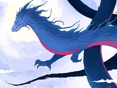 Blue dragon artwork blue dragon blue sky digital art digital drawing digital illustration digitalart dragon fantasy fantasyart illustration red