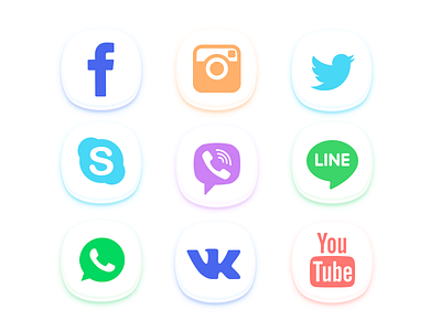 Social Media Icons facebook instagram line skype twitter viber vk whatsapp youtube