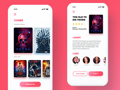 Show Finding App app cover art design figma minimal movies series shows sketch ui