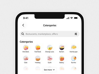 Catergories screen for FoodKong app design food foodtech inspiration mobile app shots ui