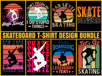 Skateboard T-Shirt Design Bundle