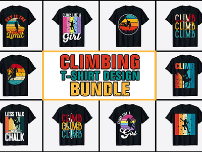 Rock Climbing T-Shirt Design Bundle