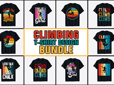 Rock Climbing T-Shirt Design Bundle