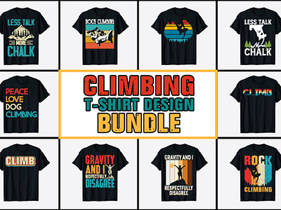 Rock Climbing T-Shirt Design Bundle