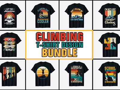 Rock Climbing T-Shirt Design Bundle funny