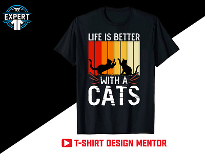 Cat Retro Vintage T-shirt Design funny cat lover graphic design motion graphics