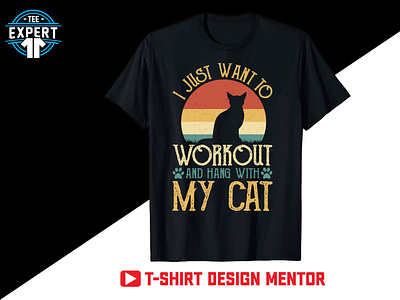 Cat Retro Vintage T-shirt Design animation funny cat lover graphic design