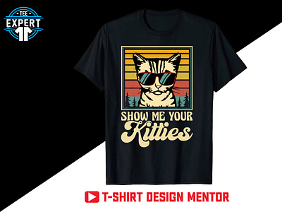 Cat Retro Vintage T-shirt Design graphic design motion graphics pet