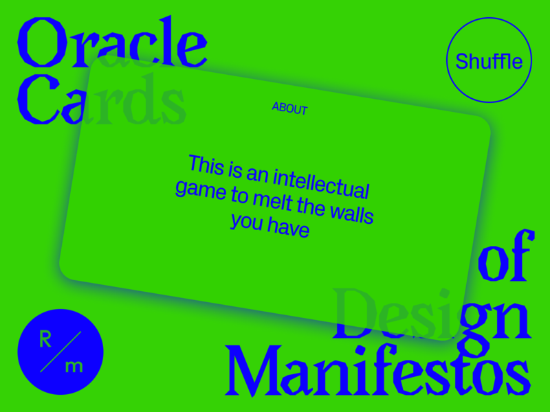 The Oracle Cards of Design Manifestos animation code design editorial readymag web