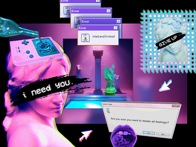 i need you vaporwave sticker