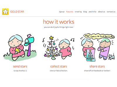 Gold Star Website and Branding app branding cute doodle drawing happy illustration website