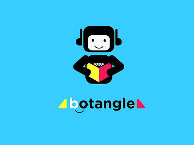 Botangle an Online Education Platform book botangle education illustration logo reading robot