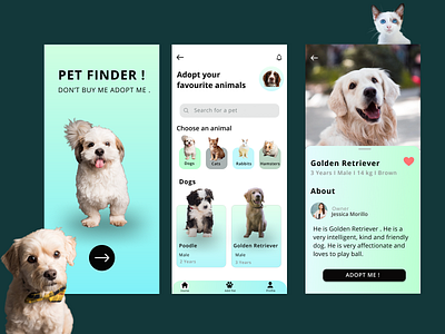 Pet Adoption adoption animal lover animals app beautiful branding design dog lovers pet care pet love pets petshop ui
