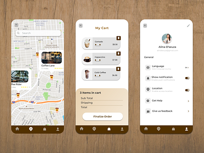 Coffee locator app app design beautiful beverages coffee design designs map online ui ui ux