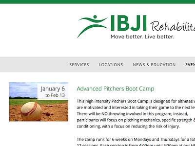 IBJI Rehabilitation - Events Page business events website