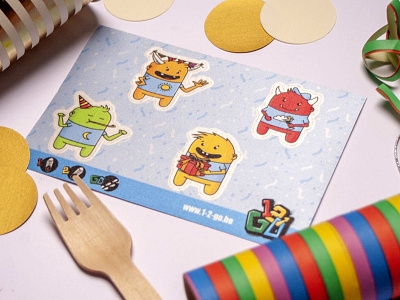 Sticker Sheet: Party Animals drawing illustrator monster monsters party shoes sticker sticker design
