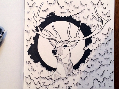 Inktober #1 deer doodle drawing illustration ink inktober inktober2016 paper pen woods