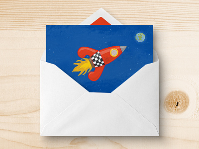 Birth Announcement Card announcement astronaut birth card earth rocket space stars