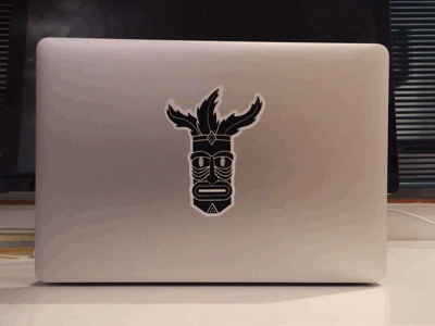 Custom MacBook sticker black and white decal drawing illustration illustrator macbook mask sticker tiki totem