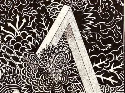 Sketchbook drawing black and white doodle drawing illustration ink paper pen sketch triangle