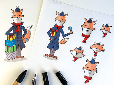 Character design sketches animal character cute detective drawing fox markers sherlock sketch