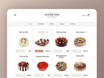 Cake Shop Concept / Web cakes ecommerce gluten shop site ui web