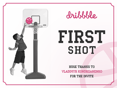 Hello dribbble! basket child debut debuts dribbble invite dribble first shot invite thank you thanks
