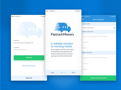 Fastrack Mobile App Design Project moving needs moving needs