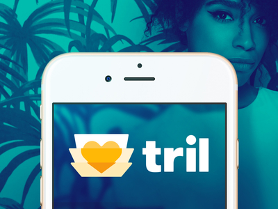 Tril app logo design app brand gold heart like logo love movies music social tril trust