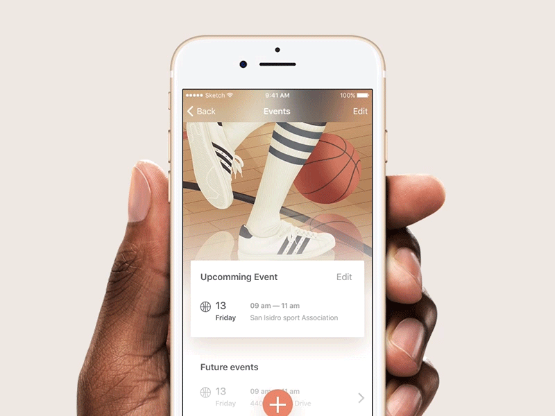 Basketball match organization app basket event game gold illustration ios play schedule sepia