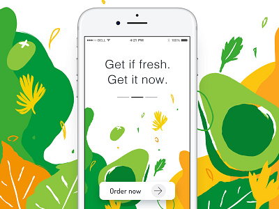 Organic delivery app app avocato color delivery food fresh illustration minimal organic