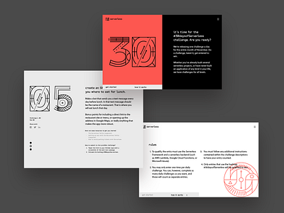 30 Days of Serverless landing branding developers graphic illustration minimal serverless simple startup style tech typography
