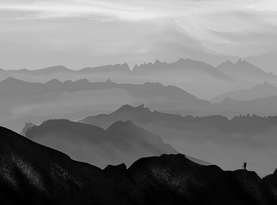 Monochrome Mountain digital painting monochrome mountain nature