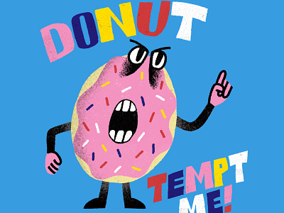 Donut Tempt Me design donut editorial illustration hand drawn hand lettering icon illustration kids illustration snapchat spot illustration sticker typography vector