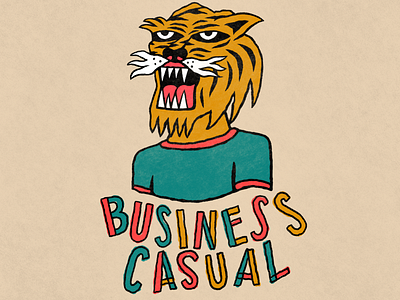 Business Casual brand and identity branding design folkart hand drawn hand lettering icon illustration logo tiger typography vector vintage