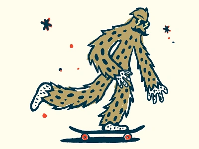 Skate Wookiee creature design hand drawn illustration monster skateboard skateboarding texture wookiee