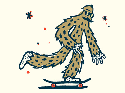 Skate Wookiee creature design hand drawn illustration monster skateboard skateboarding texture wookiee