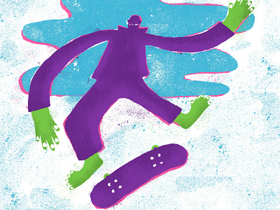 Mysterious Skateboarder editorial art editorial illustration folk art hand drawn illustration illustrator new york times print print design print making skate skateboard texture