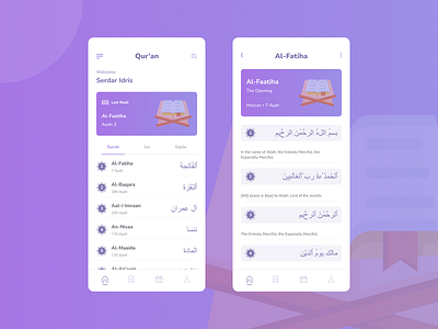 Qur'an App app design education figma mobile quran ui ux