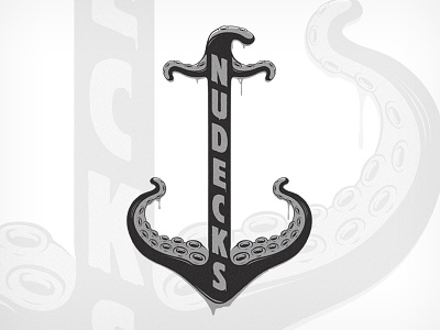 Nudecks 50's Horror Anchor Concept anchor black and white horror illustration tentacles