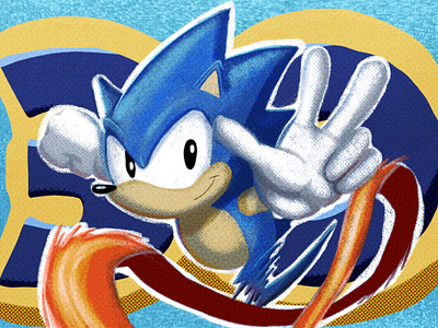 Sonic 30th digital art digital illustration ipad procreate sega snoic sonic the hedgehog